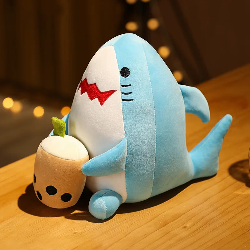 

Super Soft Shark Plush Toy With Bubble Milk Stuffed Animal Hug and Cuddle with Squishy Plush Cats ,Bear Toys With Bubble Milk