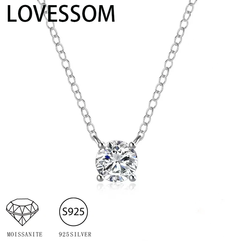 925 Sterling Silver Moissanite 1-3 Carat Set Chain Necklace Advanced Light Luxury Niche Casual Elegant Ladies Send Girlfriend