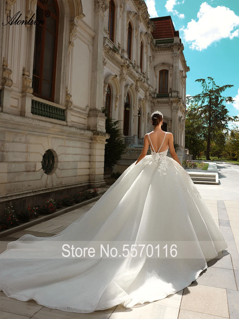 Alonlivn Elegant Sleeveless Sweetheart A-Line Bridal dresses Beauty Appliques Lace Spaghetti Straps Wedding Gowns