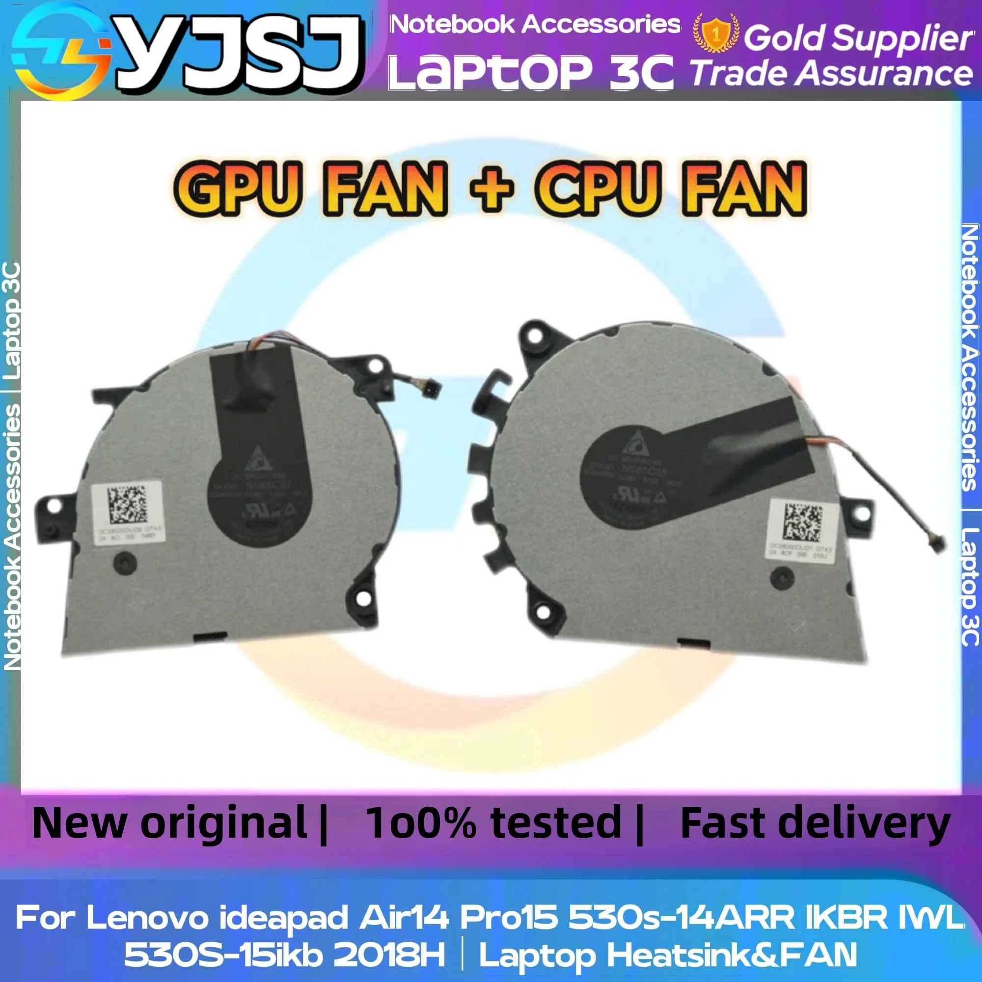 

New Original Laptop GPU CPU Cooling Fan For Lenovo ideapad Air14 Pro15 530s-14ARR IKBR IWL 530S-15ikb 2018H Laptop Heatsink&FAN