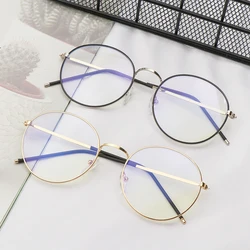 Anti-Blue Light Metal Glasses Women Men Vintage Round Frame Computer Protection Eyeglasses Ultra Light Fashion Unisex Eyeglasses