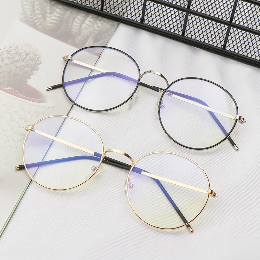Okulary metalowe z filtrem światła niebieskiego damskie męskie vintage okrągłe oprawki ochrona komputerowa ultralekkie modne unisex
