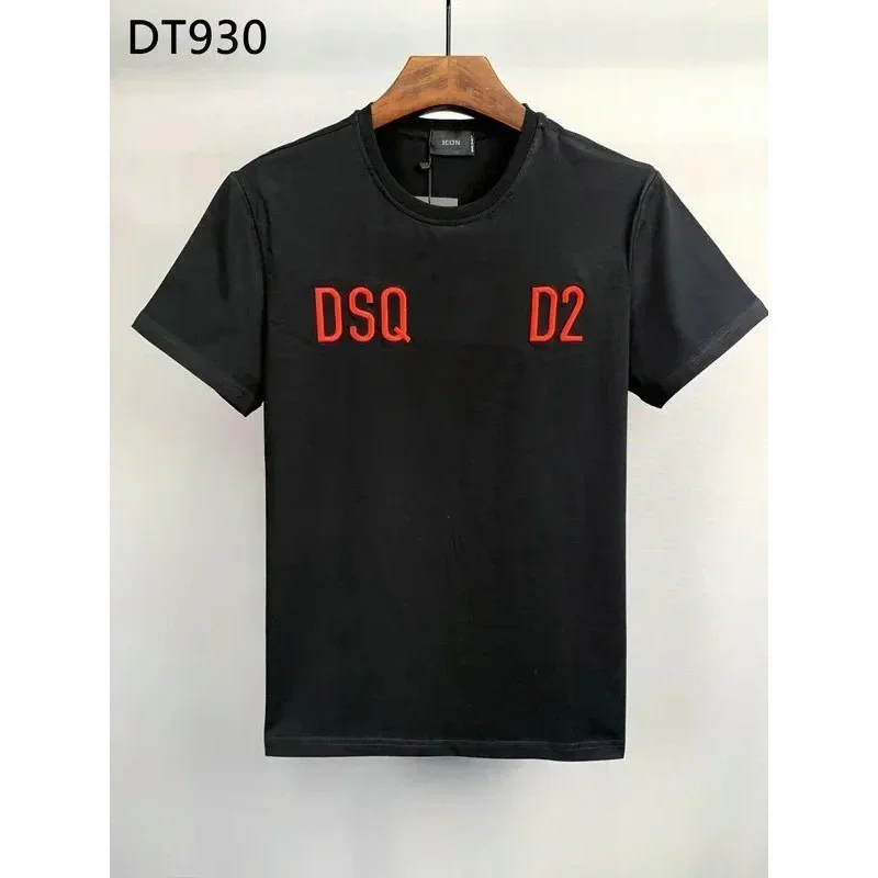 DSQ2 Streetwear Embroidery T-Shirt Men High Quality Letter Short ICON T Shirt 2024 Cotton Casual Summer Graphic T Shirts