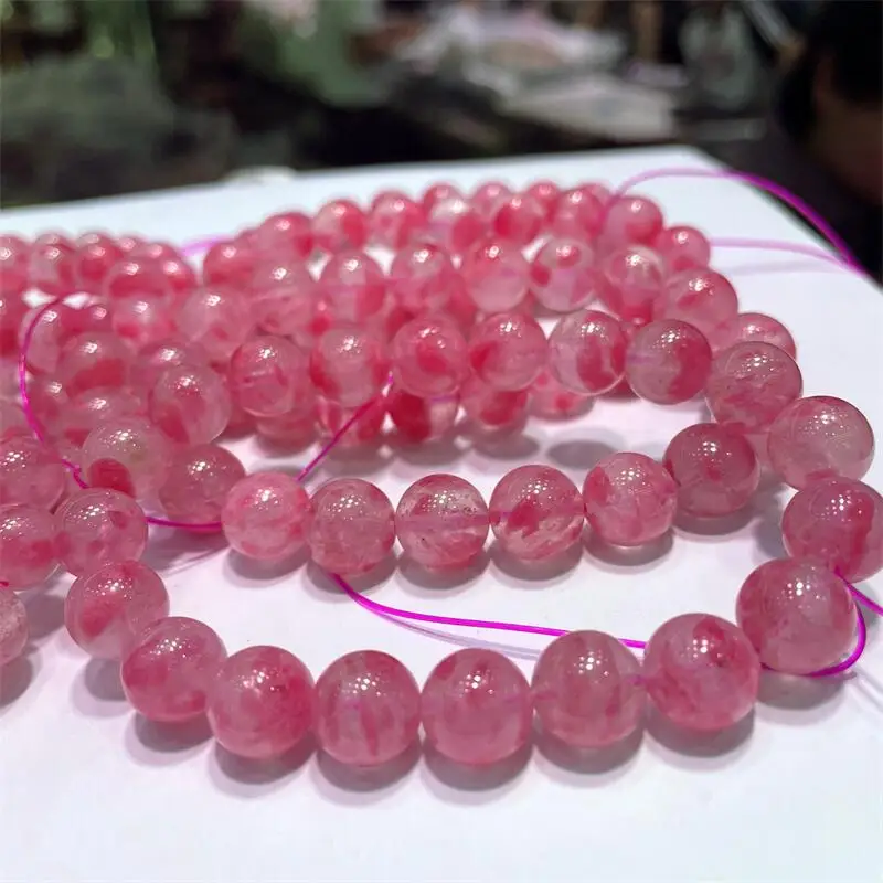 8MM Natural Rhodonite Bracelet Women Reiki Fengshui Healing Energy Strand Bangles Fashion Jewelry Gift