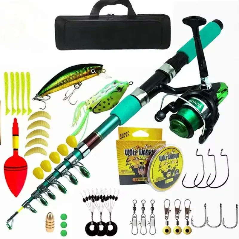 

2025 Popular Items Full Set Portable Travel Kit Spinning Reel Freshman Travel Fishing Rod and Reel Combo Set With Case