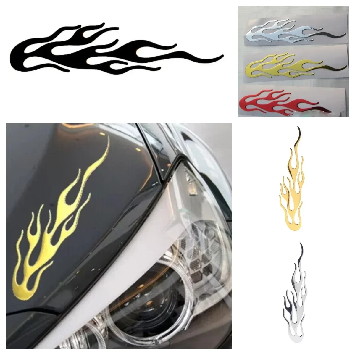 Universal Motorcycle Accessories 3D Flame Fire Reflective Sticker Vinyl Decal Car Styling Decoration Dirt bike image 2