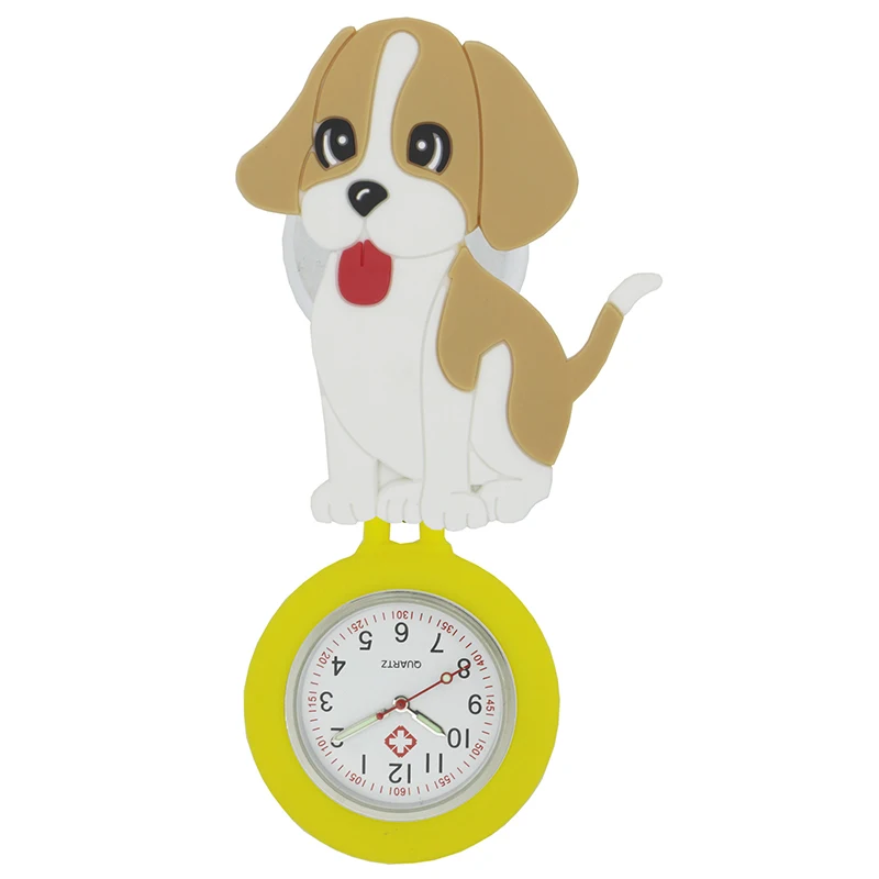 YiJia-Lovely DolDave Cartoon Puppy, Danemark ge rétractable, Reel, Montres de poche pour infirmière avec étui de protection en caoutchouc