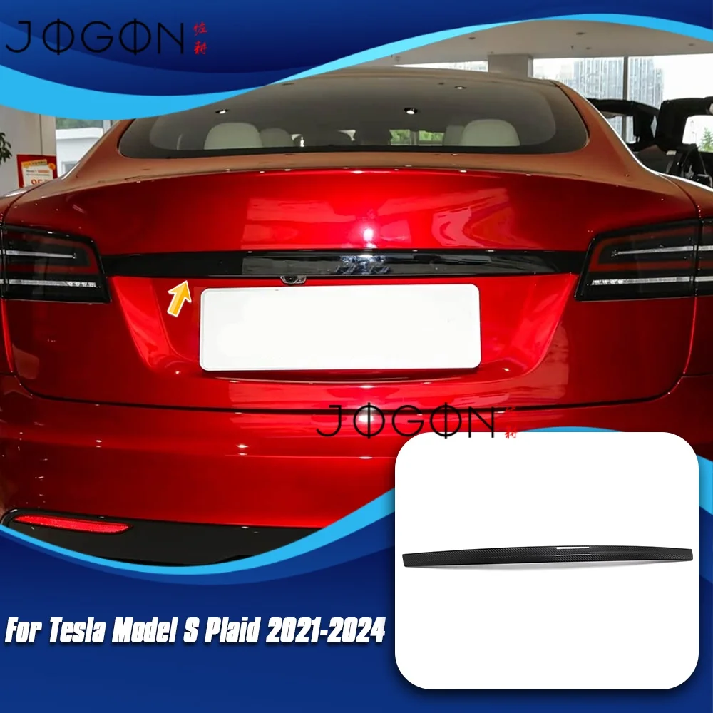 

For Tesla Model S X 2021 2022 2023 Rear Trunk Lid Cover Trim Tailgate Trunk Door Overlay Strip Trim Carbon Fiber Accessories
