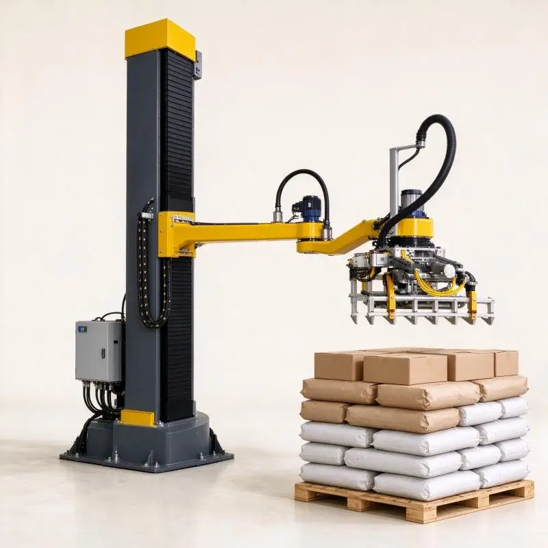 Column Palletizer Fully Automatic Pallet Stacking Equipment Low Noise Vertical Palletizer For Logistics Packaging Workshop