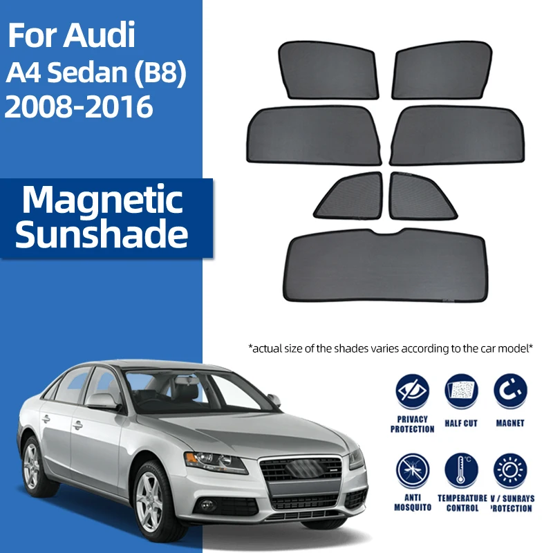 

For Audi A4 B8 Sedan 2008-2016 Magnetic Car Sunshade Shield Front Windshield Frame Curtain Rear Side Baby Window Sun Shade Visor