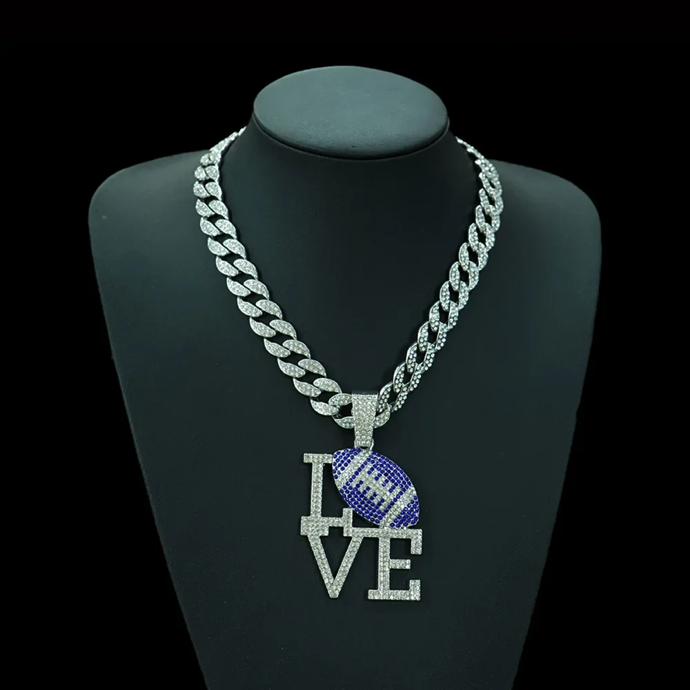 

Colorful LOVE Rugby Alloy Pendant Men's Necklace - Unique Hip-Hop Trendy Unisex Jewelry Gift