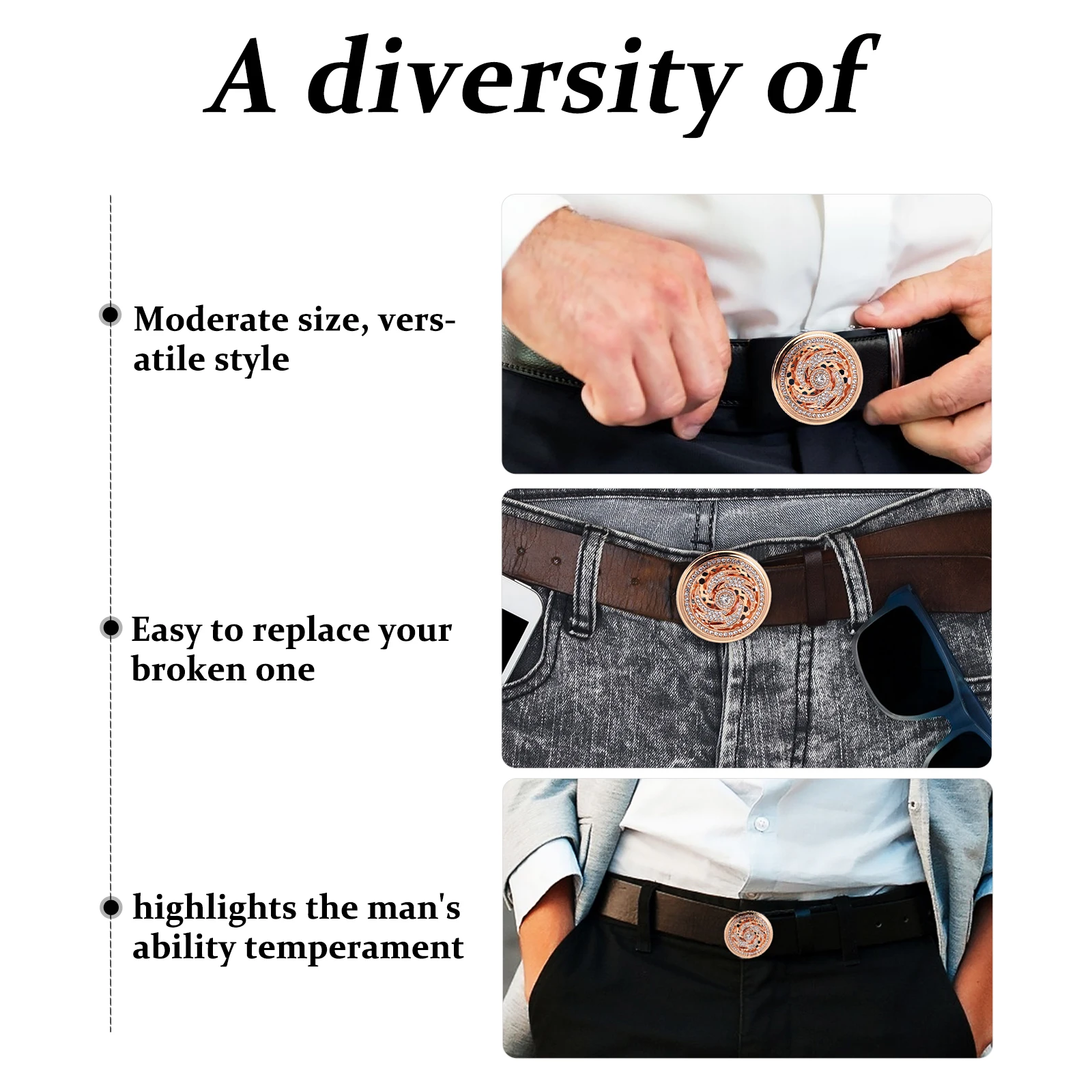 

1Pcs Alloy Rotation Buckle Easy Replace Durable Zinc Alloy Men Belt Buckle Multifunctional Clothing Accessories