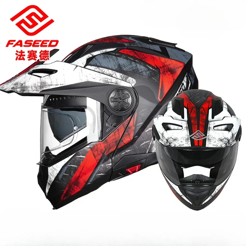 FASEED Flip Up Motorcycle Helmet DOT ECE Certification Double Len Off-road Helmet Cascos Para Moto Capacete Men Casco Moto