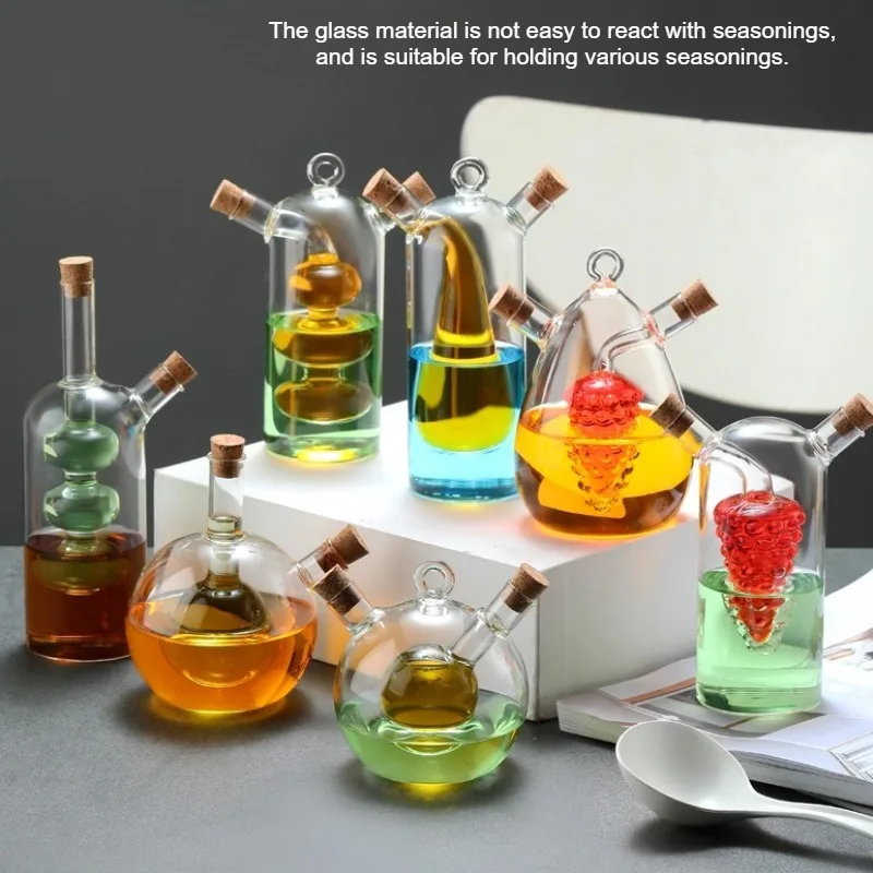 Double glass oil pot creative oil pot household two-in-one kitchen soy sauce vinegar seasoning bottle