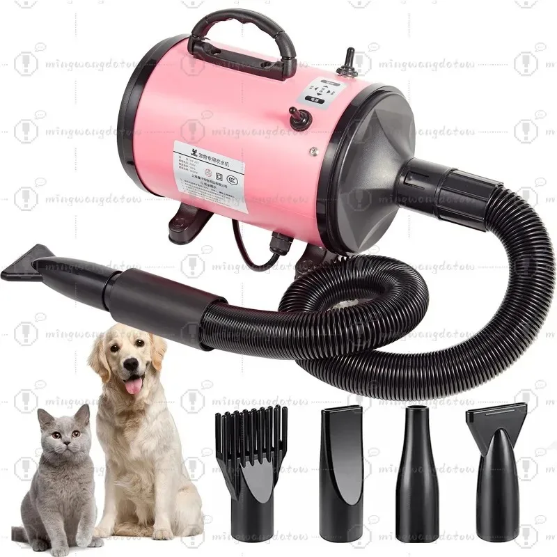 High Power Low Noise Pet Dryer for Large Dogs, 2 Speed Adjustable Temperature Pet Grooming Blower Dryer Box