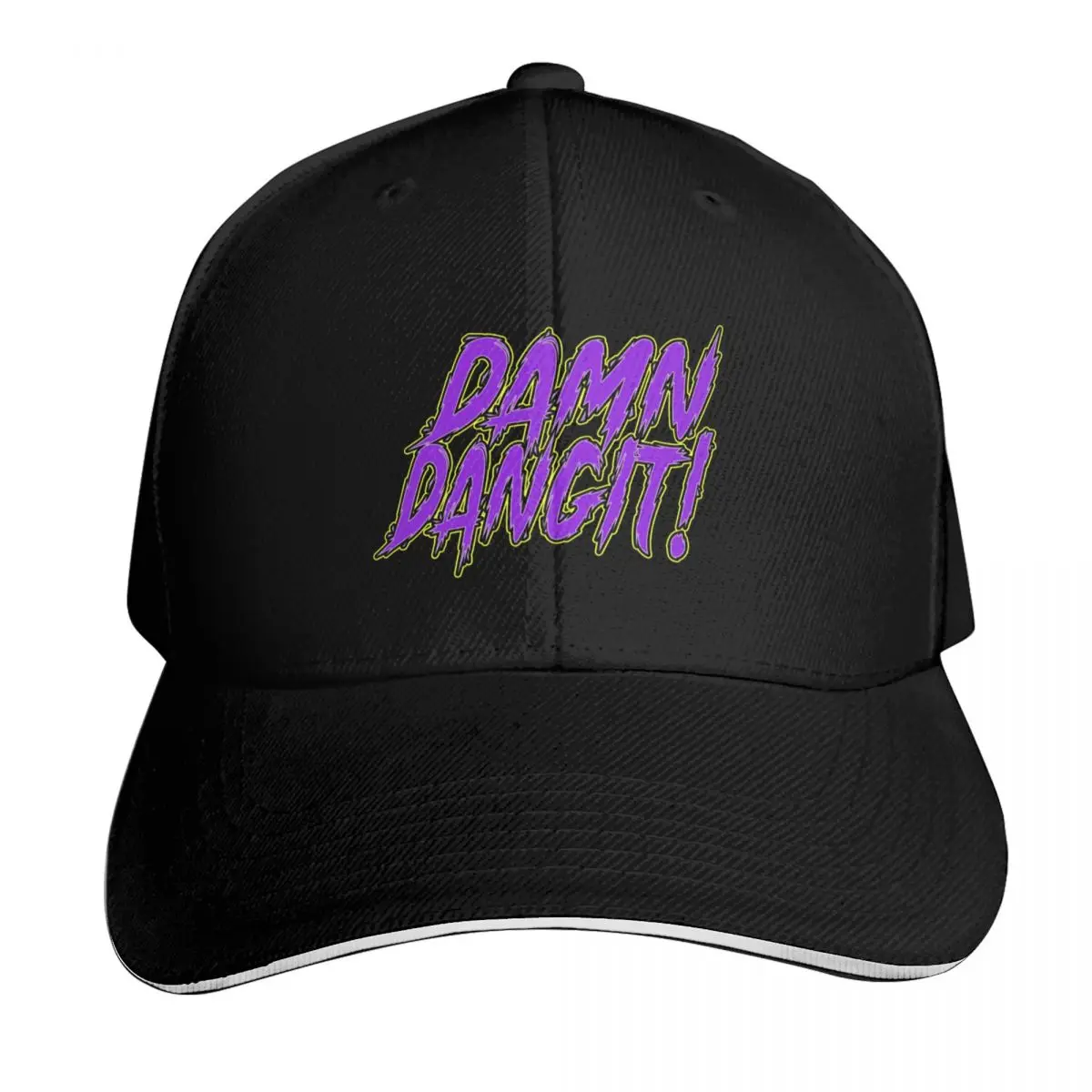 Damn dangit! Baseball Cap Cotton Twill Breathable Contrast Two Tone Brim Snapback Flat Bill
