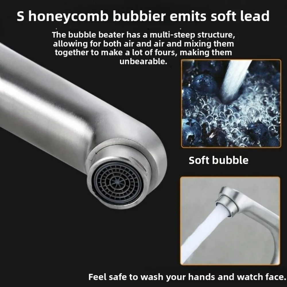 

Single Handle Stainless Steel Faucet Rust-proof Anti-Leakage Lavatory Vanity Sink Tap Easy Installation Multi Functional