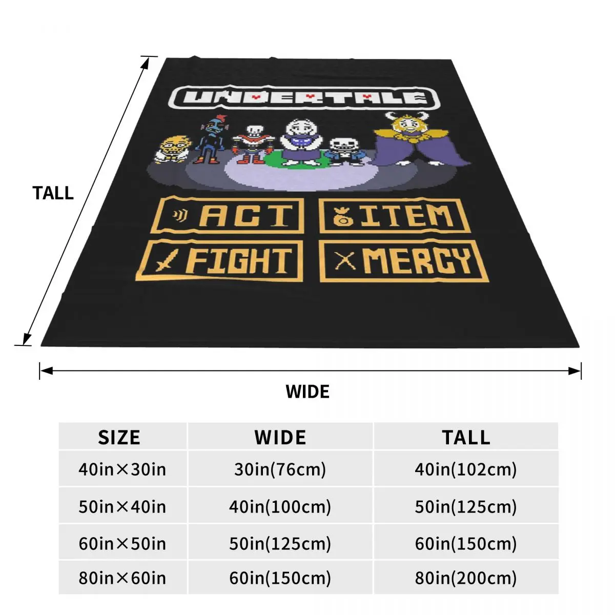 Act Item Fight Mercy Video Game Undertale Art Blankets Soft Warm Flannel Throw Blanket Bedspread for Bed Travel Home Sofa