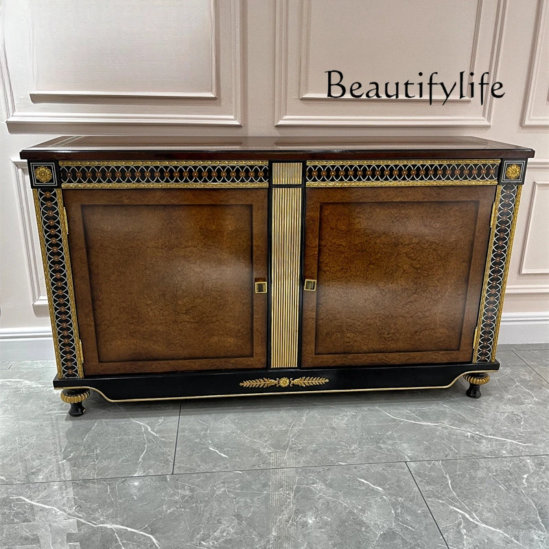 French solid wood dining side cabinet inlaid shell porch decorative locker display bedroom chest