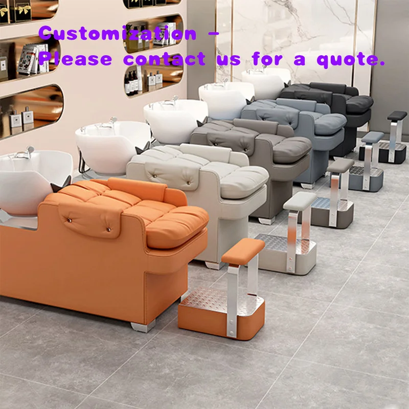 custom.Modern Fully-Reclining Leather Hair-Shampoo Bed Spa Massage Barber Shop with Therapy & Feet