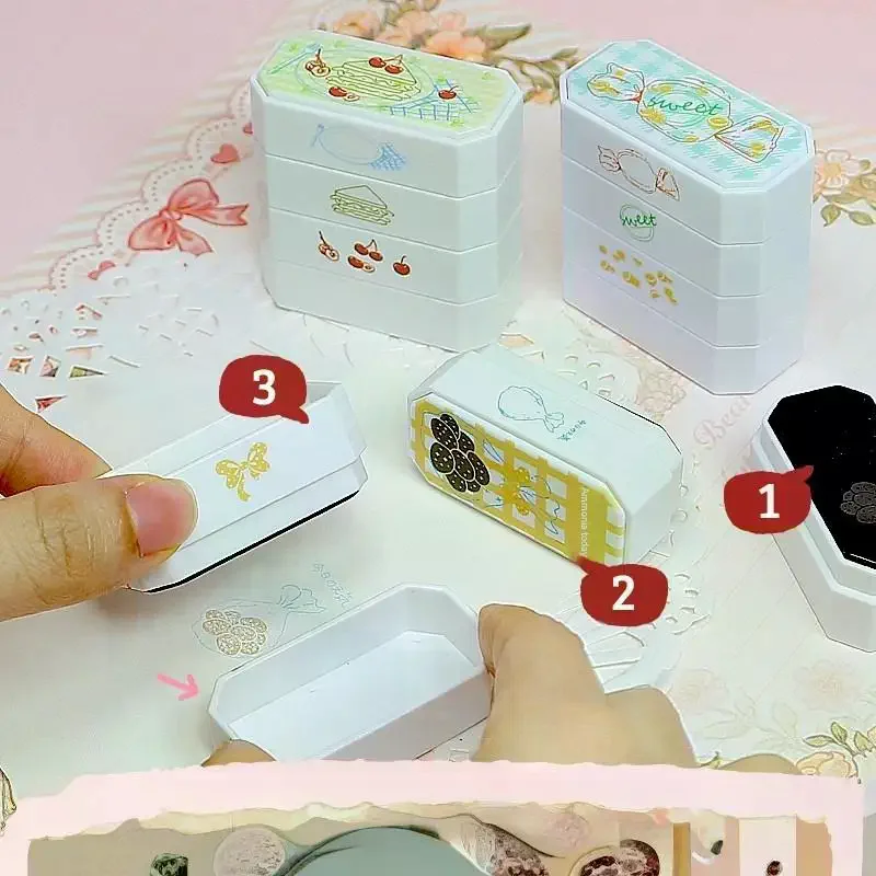 3Pcs Precision Stamps Afternoon Tea Series Layered Light-Sensitive Stamp Set For Journals Cards Gift Wrapping - view 3