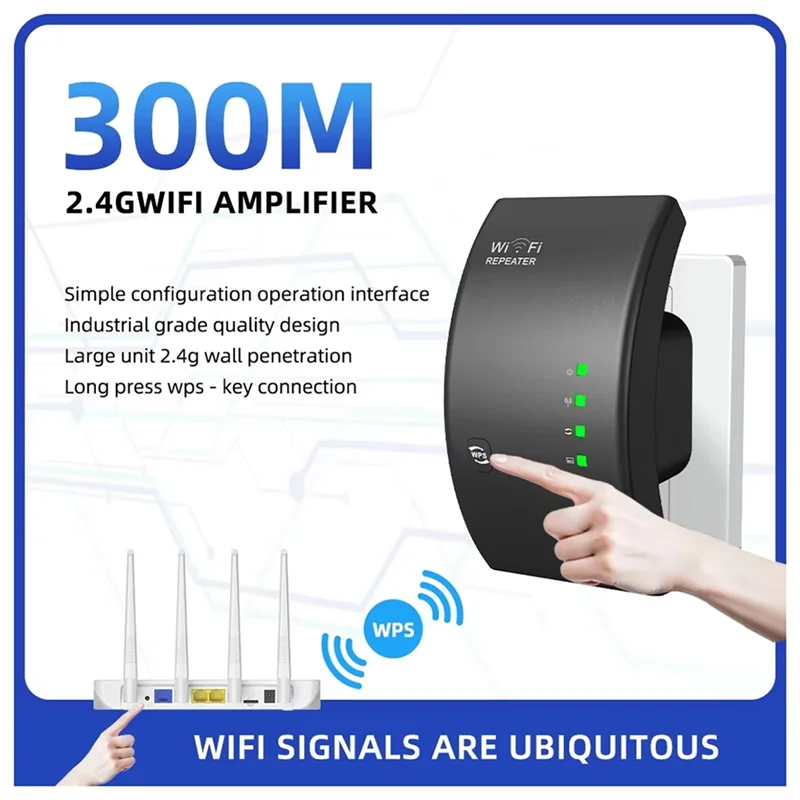 Nuovo - Ripetitore Wifi Extender a lungo raggio Ripetitore Wifi wireless Ultraboost Amplificatore Wi-Fi 300M Ripetitore Wi-Fi Spina UE