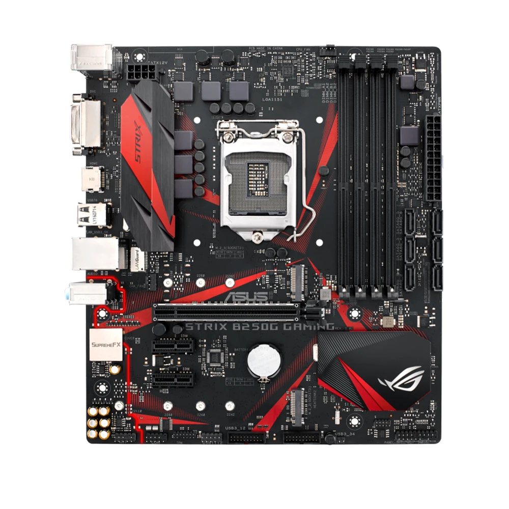 ASUS-placa base usada para juegos ROG STRIX B250G, Intel Soket LGA 1151 para 7. ª y 6. ª generación, Core i7 i5 i3 4 x DIMM Max. 64GB DDR4 mATX