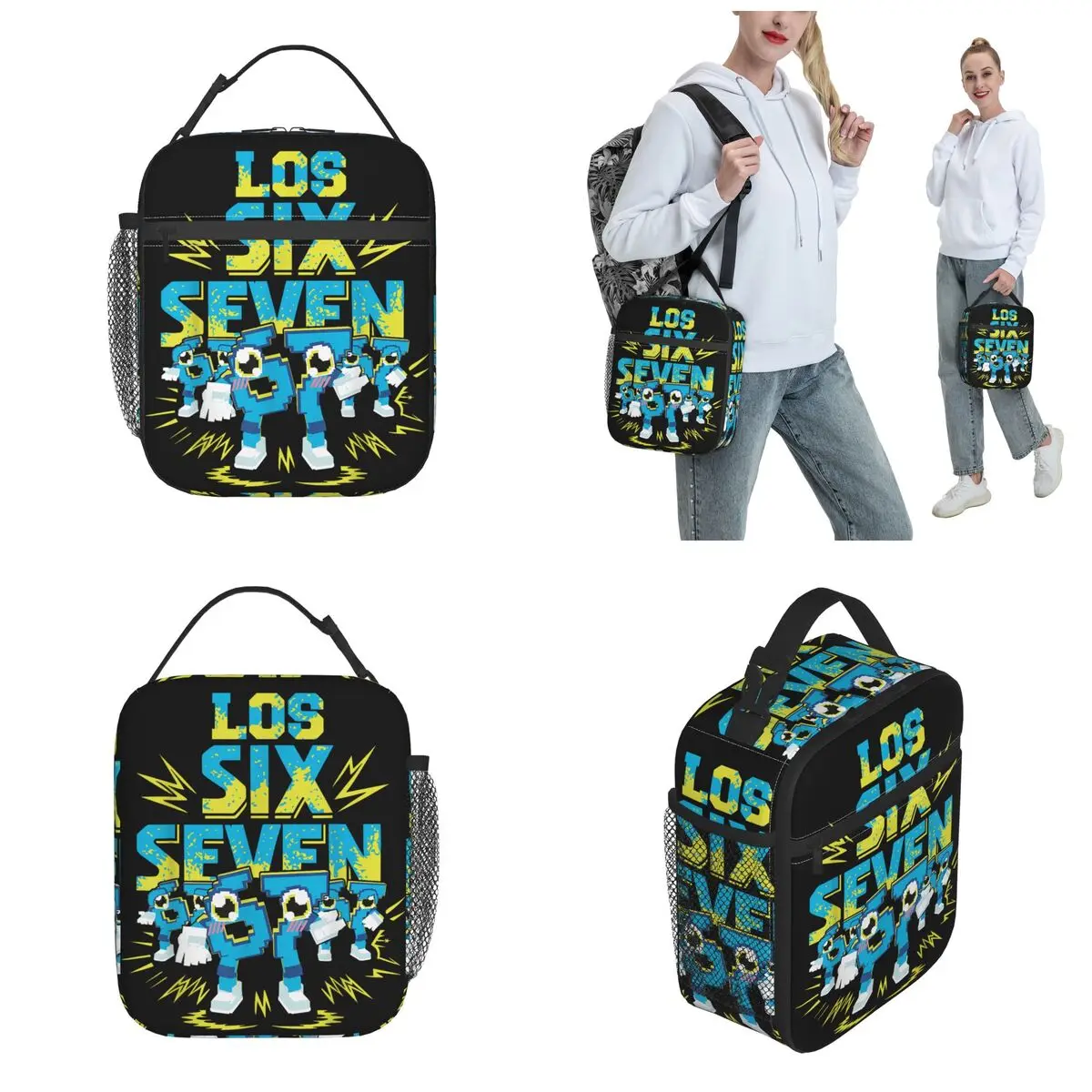 67 Six Seven 6-7 Funny Steal Brainrot Gaming Meme Insulated Lunch Bag Cooler Bag Tote Lunch Box Food Handbags School Outdoor