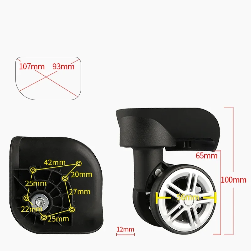 For Luggage Wheels 360 Free Rotation Heavy Duty Wear Resistant Shockproof Suitcase Spare Casters Easy Screw Installation Fit