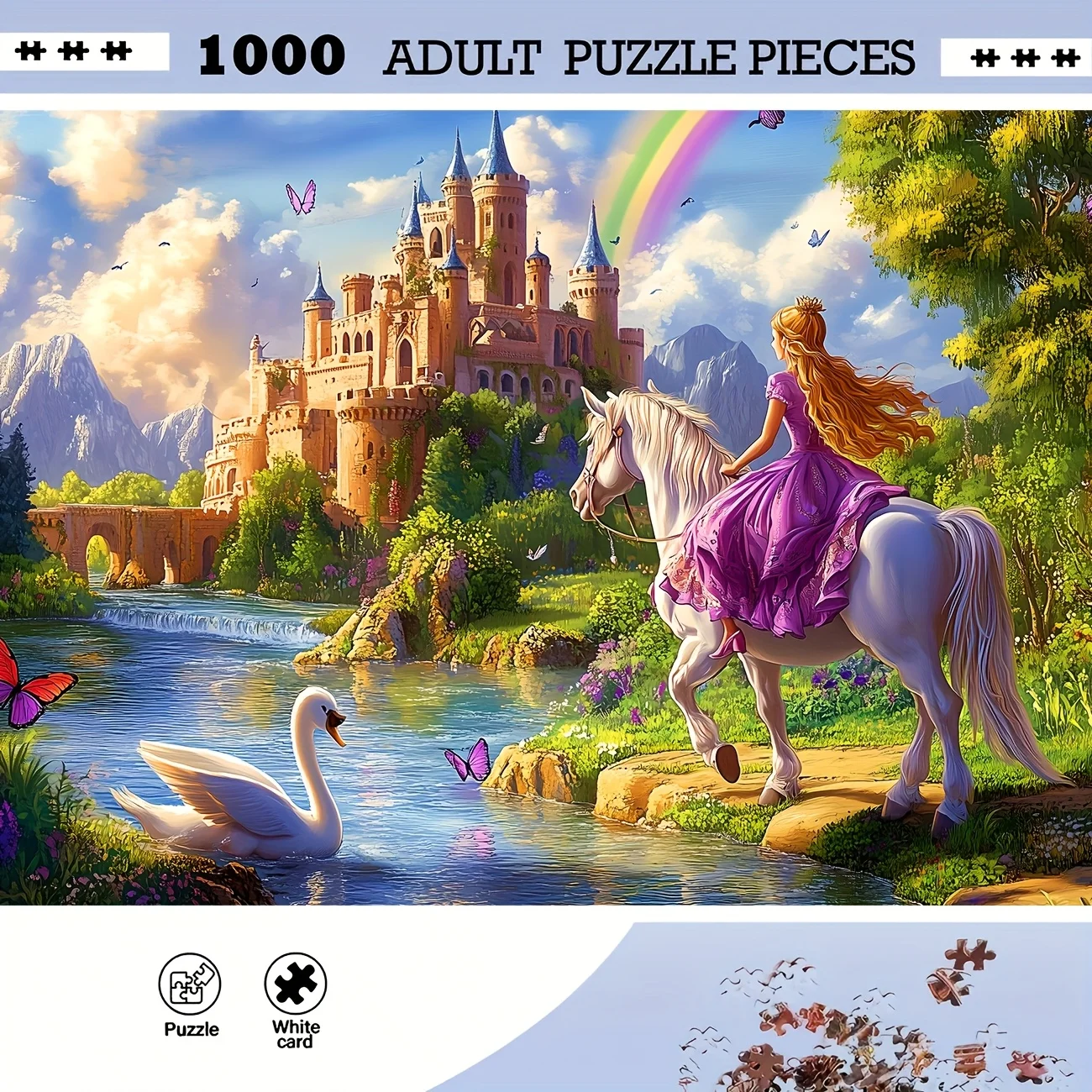 

1 Set of A Adult Jigsaw Puzzle, Mediterranean Harbor, Hot Air Balloon, Balloons, Beautiful Flowers, Landscape Puzzle, Adult Re