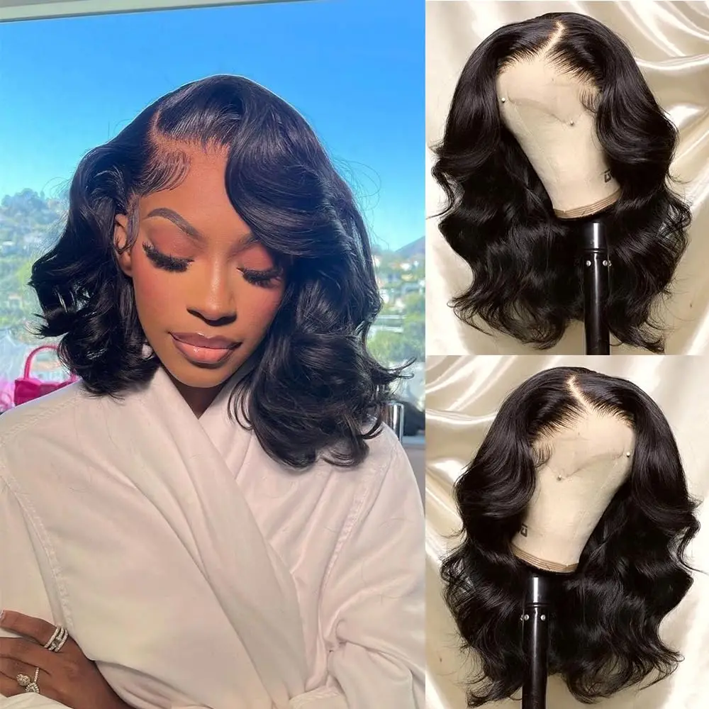 

Wig Human Hair 13x1 HD Lace Front Wigs Human Hair Pre Plucked 180% Density Glueless Wig Bob Wigs for Black Women Body Wave