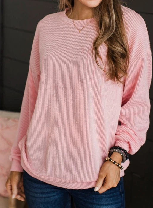 Women Round Neck Long Sleeved Loose Sweatshirts Crew Neck Casual Sweatshirt for Winter & Fall