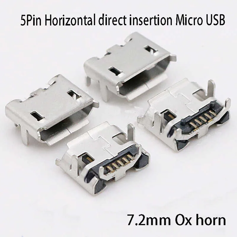 5szt Złącze Micro USB 5pin Jack Gniazdo żeńskie 7.2mm Ox horn Flat Roll Type B Złącze portu ładowania telefonu komórkowego — zdjęcie 4