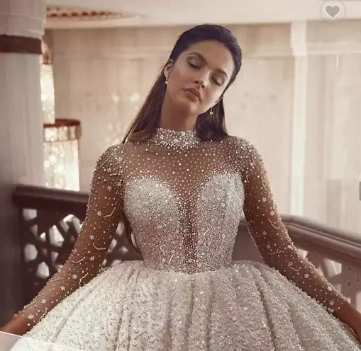 

New Fashion High Quality Custom Party Girl All Bead Custom Made Bride Bridal Gown Wedding Dress