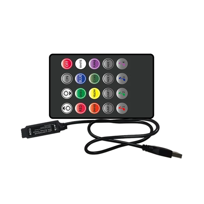 IR 컨트롤러 USB 원격 USB 제어, 20 키 RGB 제어, IR 무선 음악 동기화 조명 조광기, LED 조명 스트립용, 20 키