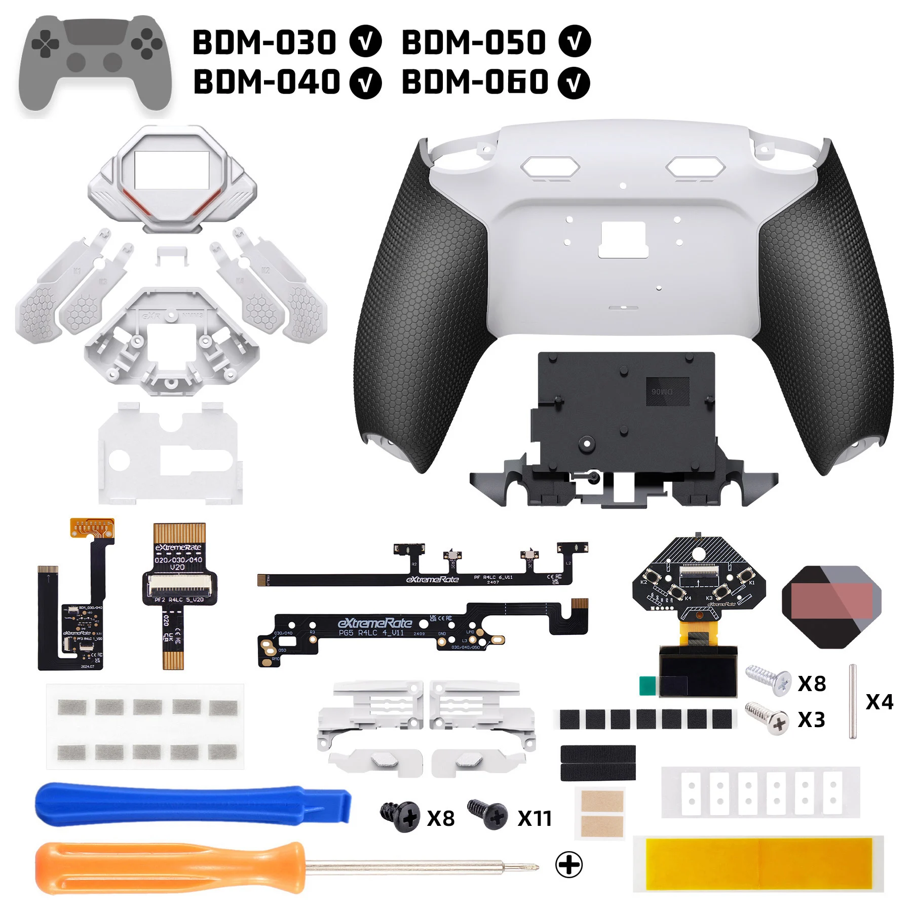 eXtremeRate SPARK Back Paddles Kit für PS5-Controller BDM-030 040 050 060 Modelle, neu belegbares Set mit 4 Rücktasten – gummiert, schwarz