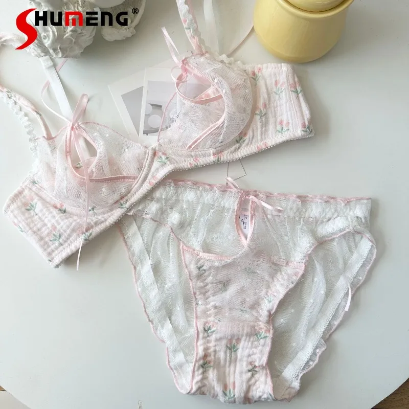 

Милые милые комплекты трусов-тюльпанов для девочек, женское нежное нижнее белье Pure Desire, бюстгальтер, женская повседневная одежда, розовое нижнее белье, бюстгальтер, наряды