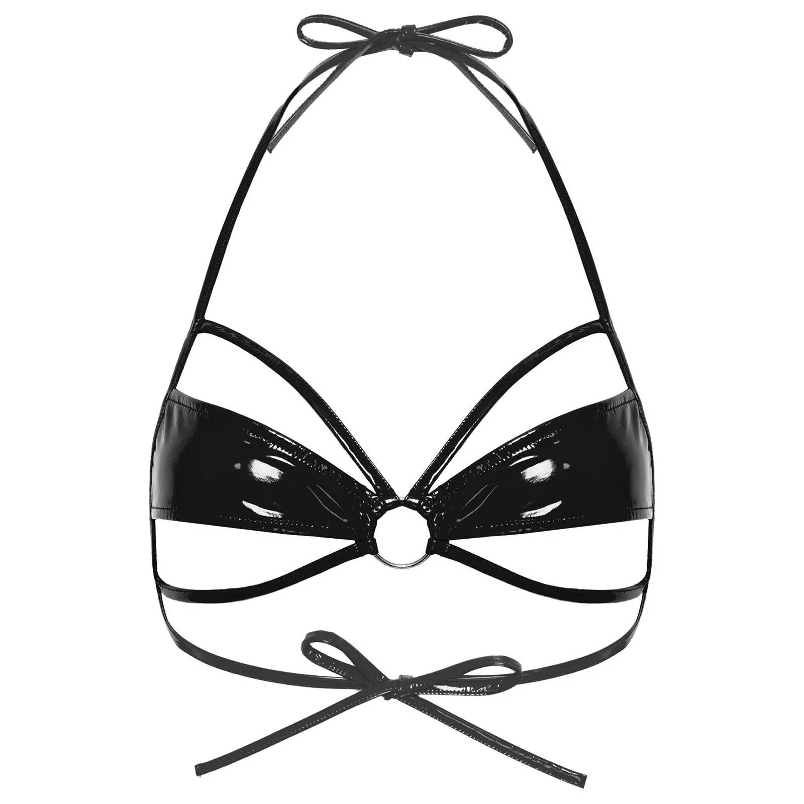 

Women Sissy Halter Hollow Out Mini Cup Bra Tops Wireless Bralette Lace-up Backless Bra Lingerie Dating Nightwear Beachwear