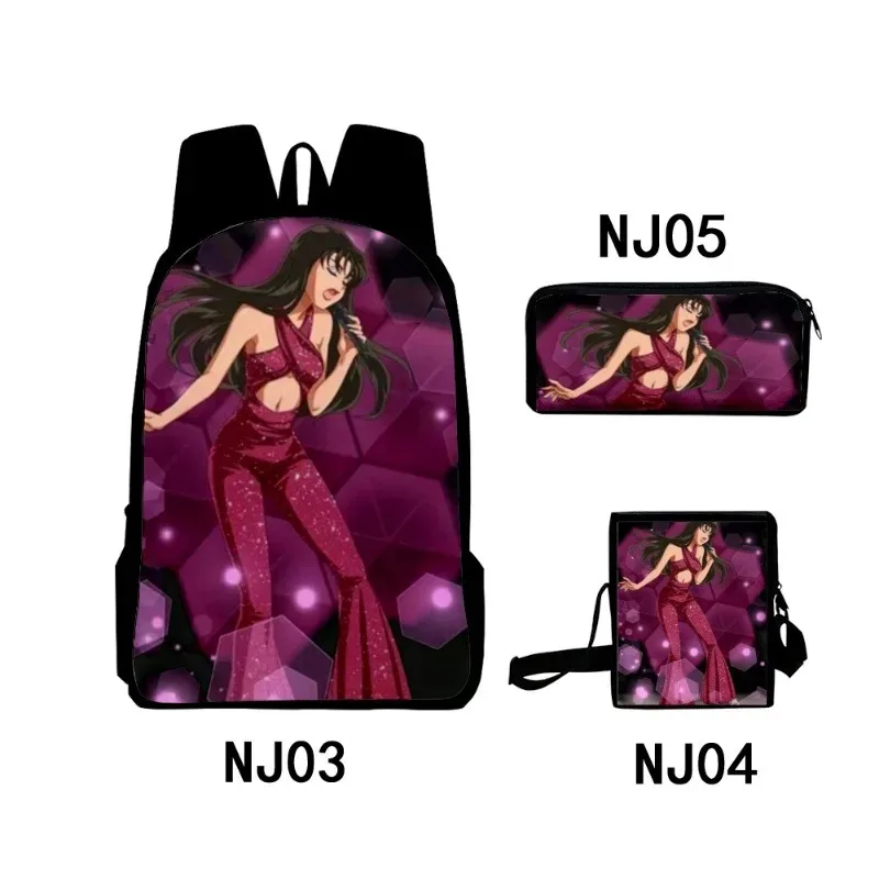 Selena Quintanilla 3D printed backpack, backpack, laptop backpack, slanted sunshade bag, shawl, popular Harajuku, set of 3 piece