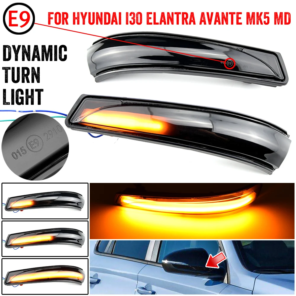 

For Hyundai Elantra GT Avante MK5 MD UD 2011-2015 Veloster i30 GD LED Dynamic Side Mirror Indicator Blinker Sequential Light