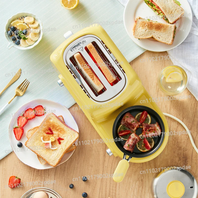 Multifunctional Household Breakfast Machine Automatic Toaster Bread Maker with Non-Stick Frying Pan
