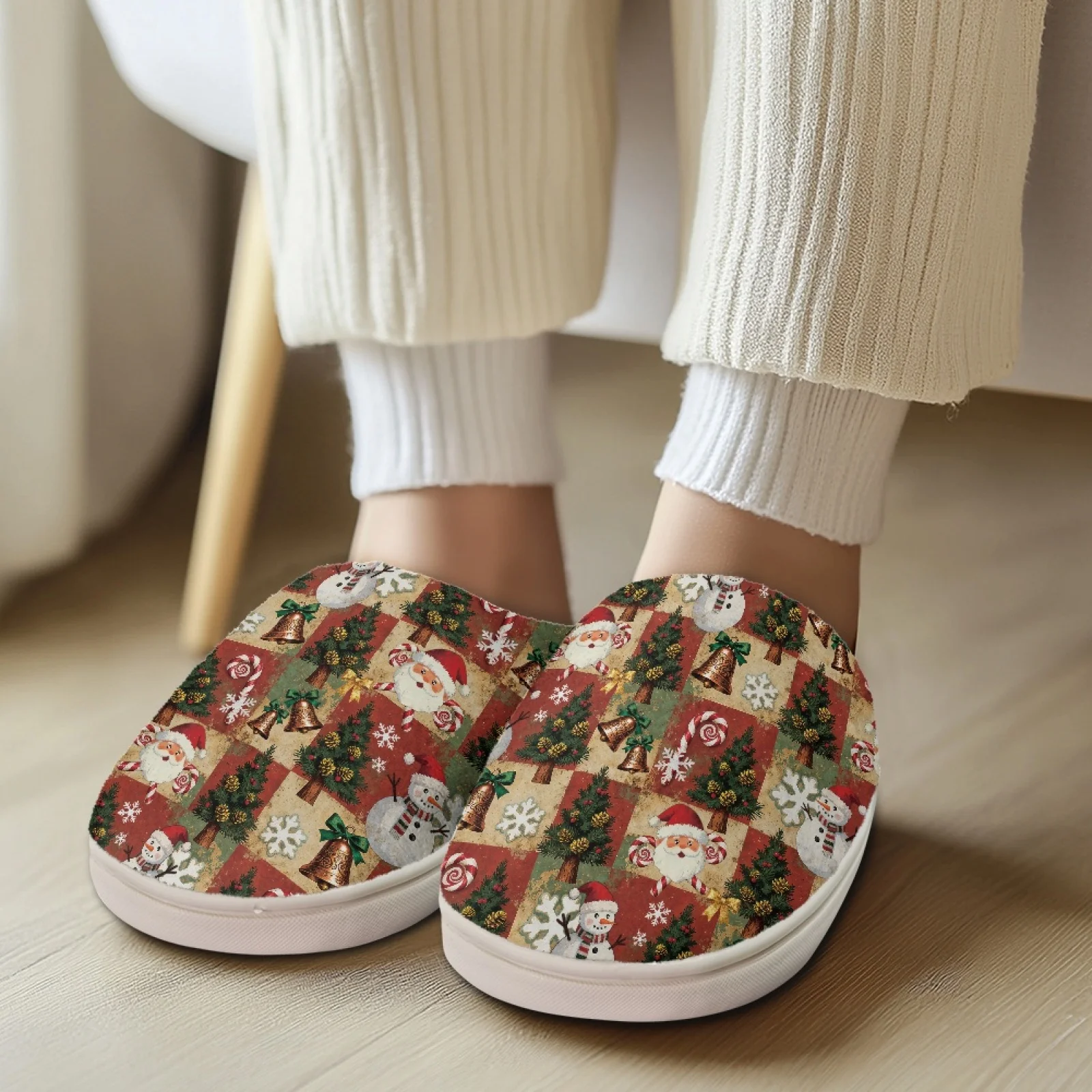 Snowman Bell Cute Plush Slippers House Slippers Stocking Stuffers For Women House Shoes Slippers For Nurses After Shift