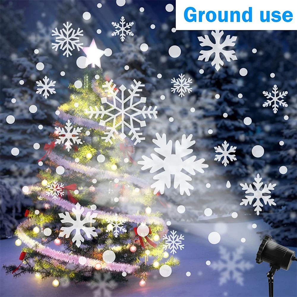 Snowflake Projector Lights Outdoor Waterproof Rotating LED Snowfall Projection Lamp for New Year Wedding Party Garden Xmas Decor