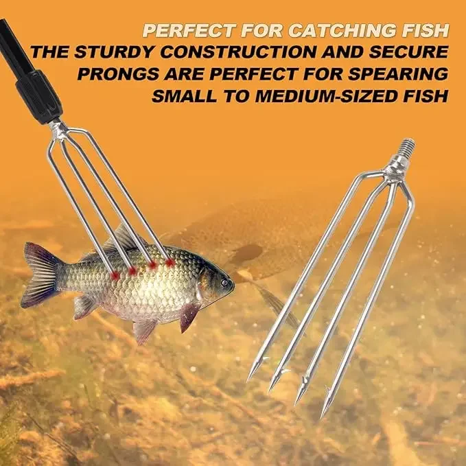 Edelstahl-Harpunen-Rückstechen, kleine Harpunen-Schmerle, Aal-Fisch, eingefügt in den Außenbereich, Harpunenkopf, Fischgabel eingesetzt – Detail 4