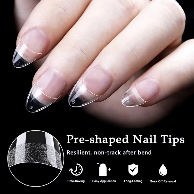 240pcs/Box Short Stiletto Half Cover False Nail Tips Matte Artificial Transparent Fake Nail Capsule For Manicure Nail Extension