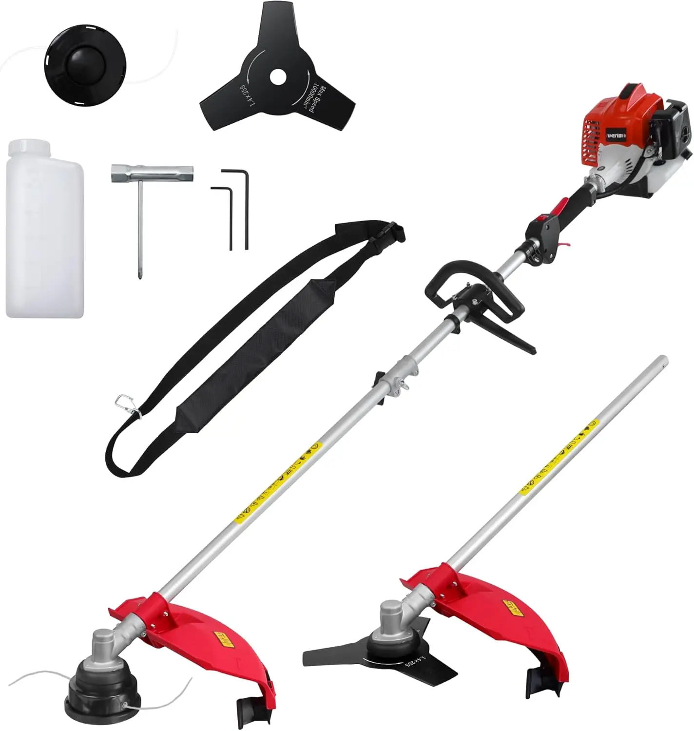 26cc Gas Weed Eater Trimmer 2-in-1 with 10'' Brush Blade & 16'' Cutting Width, Portable for Yard Garden