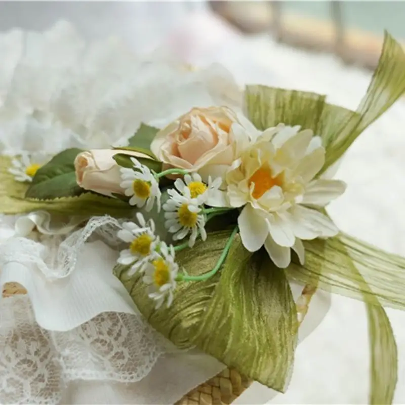 39BD Strohhut Spitze Fascinators Für Frauen Lolit Strohhut Tees Party Sonnenhut Viktorianischen Kopfschmuck Viktorianische – Detail 7