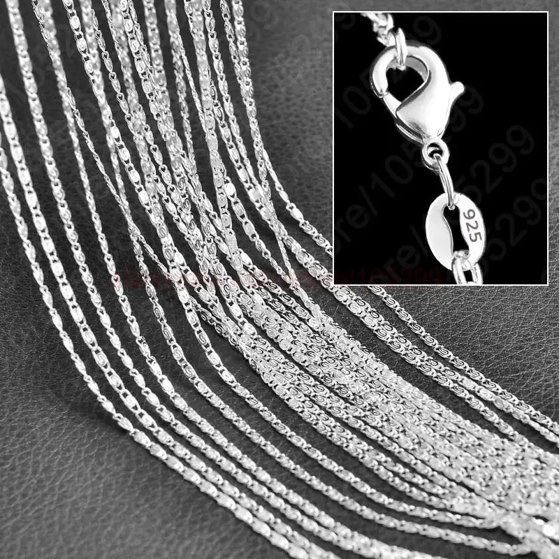 Wholesale 10PCS 16,18,20,22,24,26,28,30 Inches S Chains 925 Sterling Silver Color Fine Jewelry NecklaceS Chains+Lobster Clasps