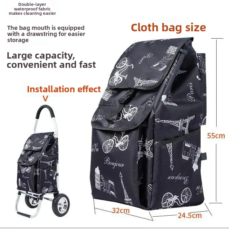 Oxford Cloth Shopping Cart Bag Hand Pull Cart Bag with Rod Specialized for Shopping Car Bags Casual Style from Mainland China #2