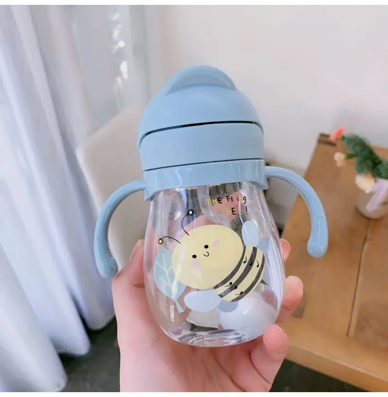 350ml Baby Bottles Drinking Cup Feeding Bottle With Straw Gravity Ball Wide-Caliber Kids Drinking Milk Water Dual-Use Bottle image 6